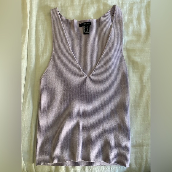 Forever 21 Lilac V Neck Ribbed Tank - Picture 1 of 2
